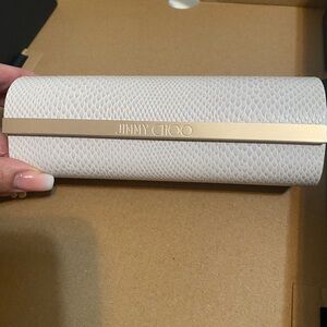 Jimmy Choo White Snakeskin Case with Gold Detail